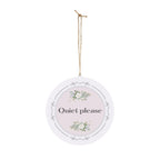 Quiet, please hanging wooden wall sign by Printify