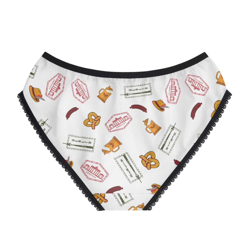 German themed women's undies, Oktoberfest Pretzel Sausage Stamp Pattern Briefs
