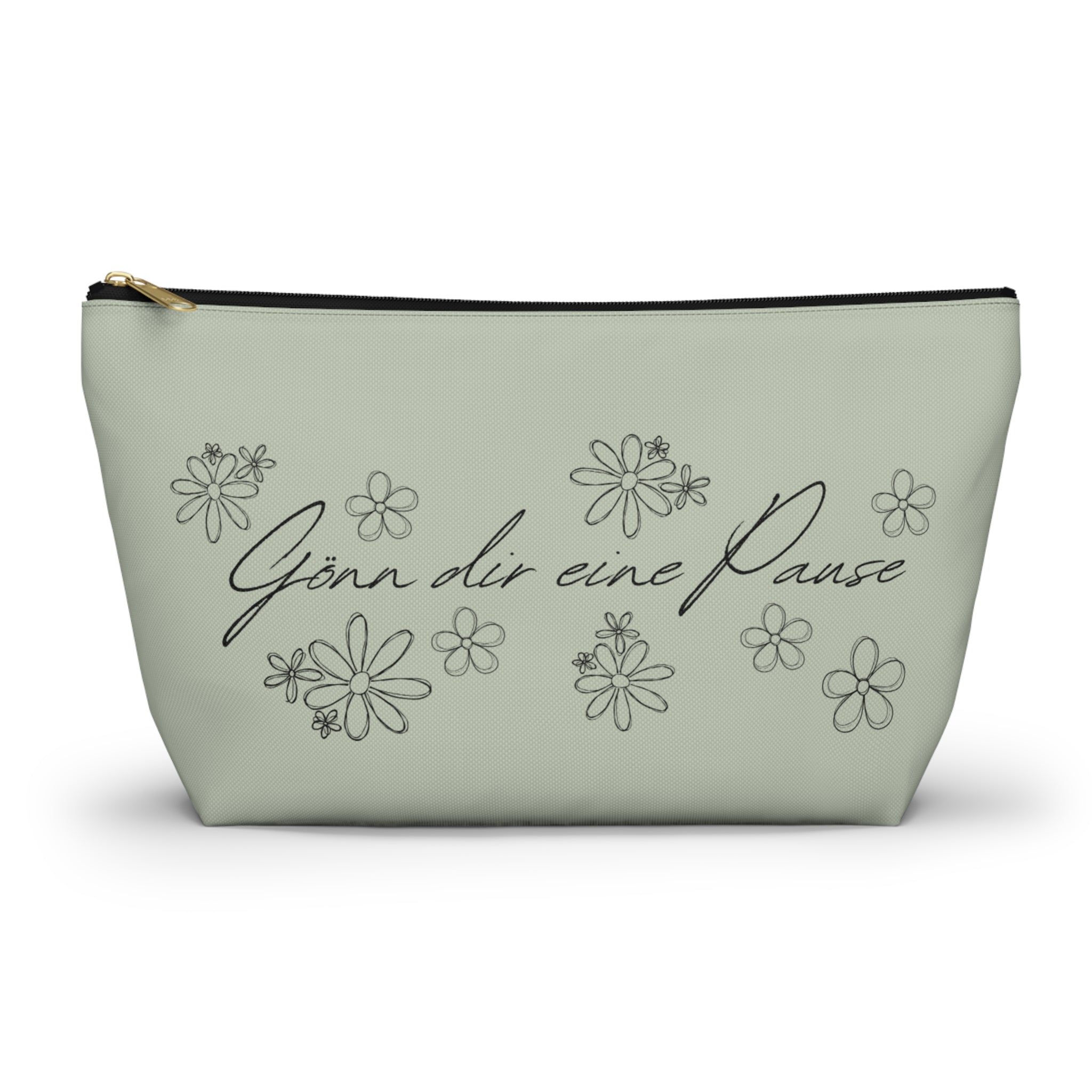 Gönn dir eine Pause Floral Makeup Bag, German mental health Accessory Pouch