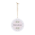 Quiet, please hanging wooden wall sign by Printify