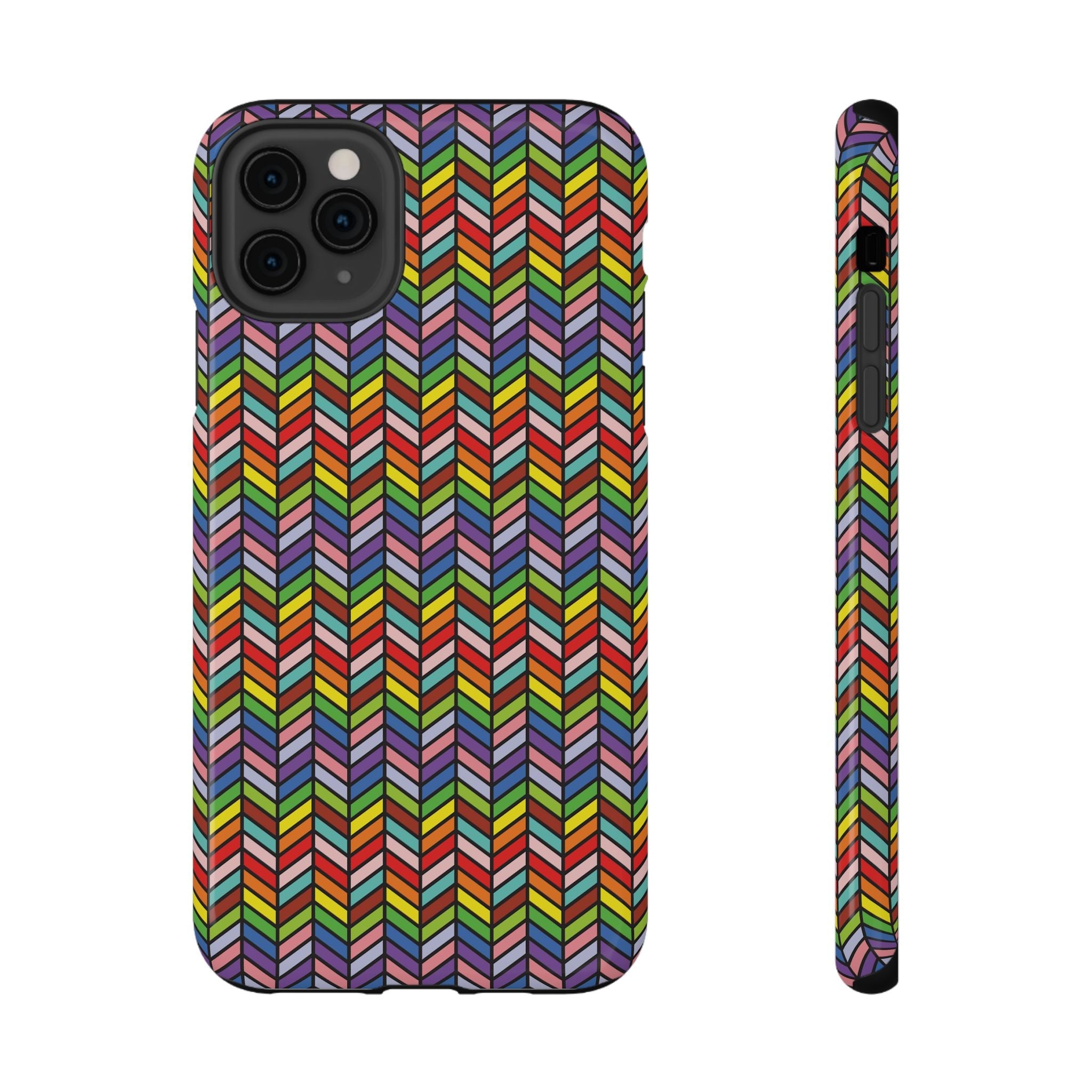 Bespattered Facade Rainbow Chevron Tiles Impact-Resistant Case