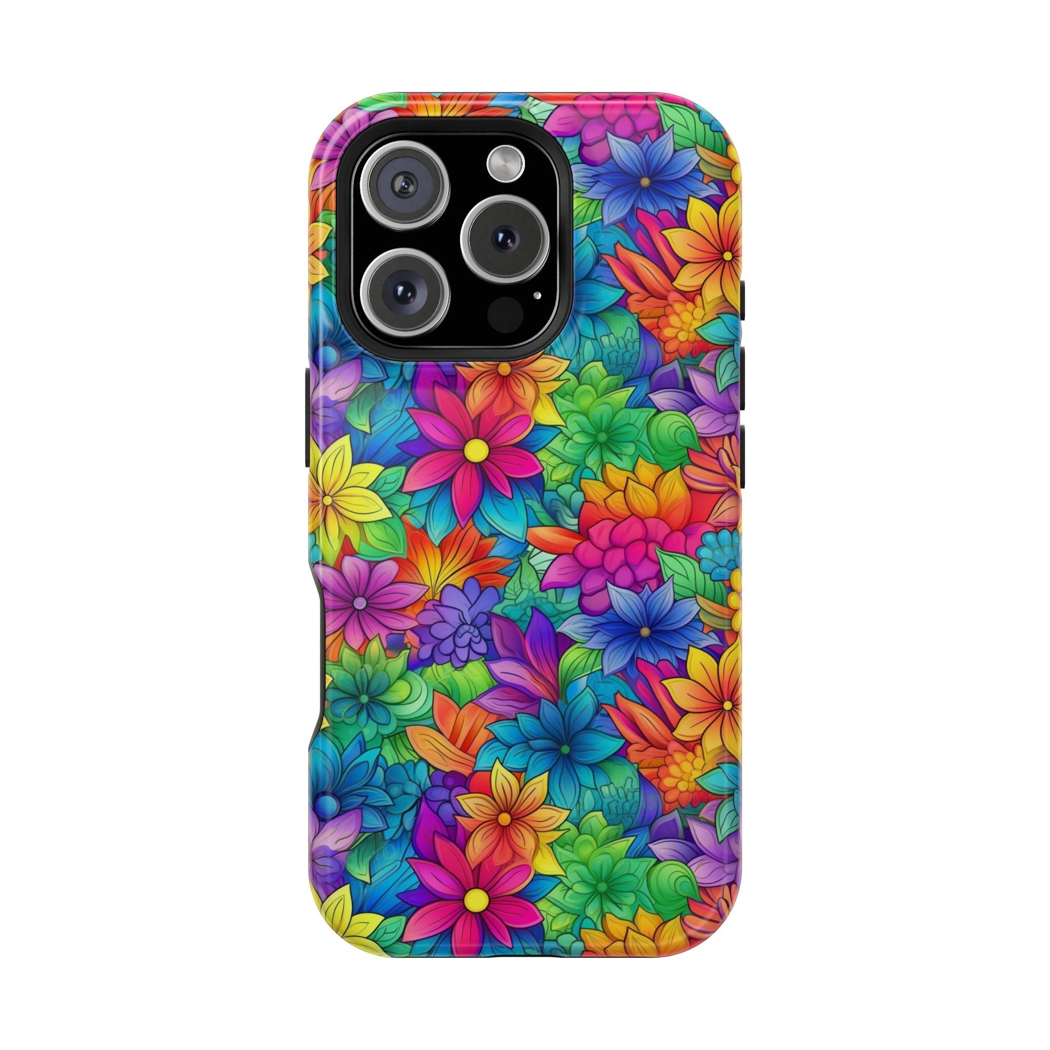 Bespattered Facade Bright Rainbow Flowers Impact-Resistant Case
