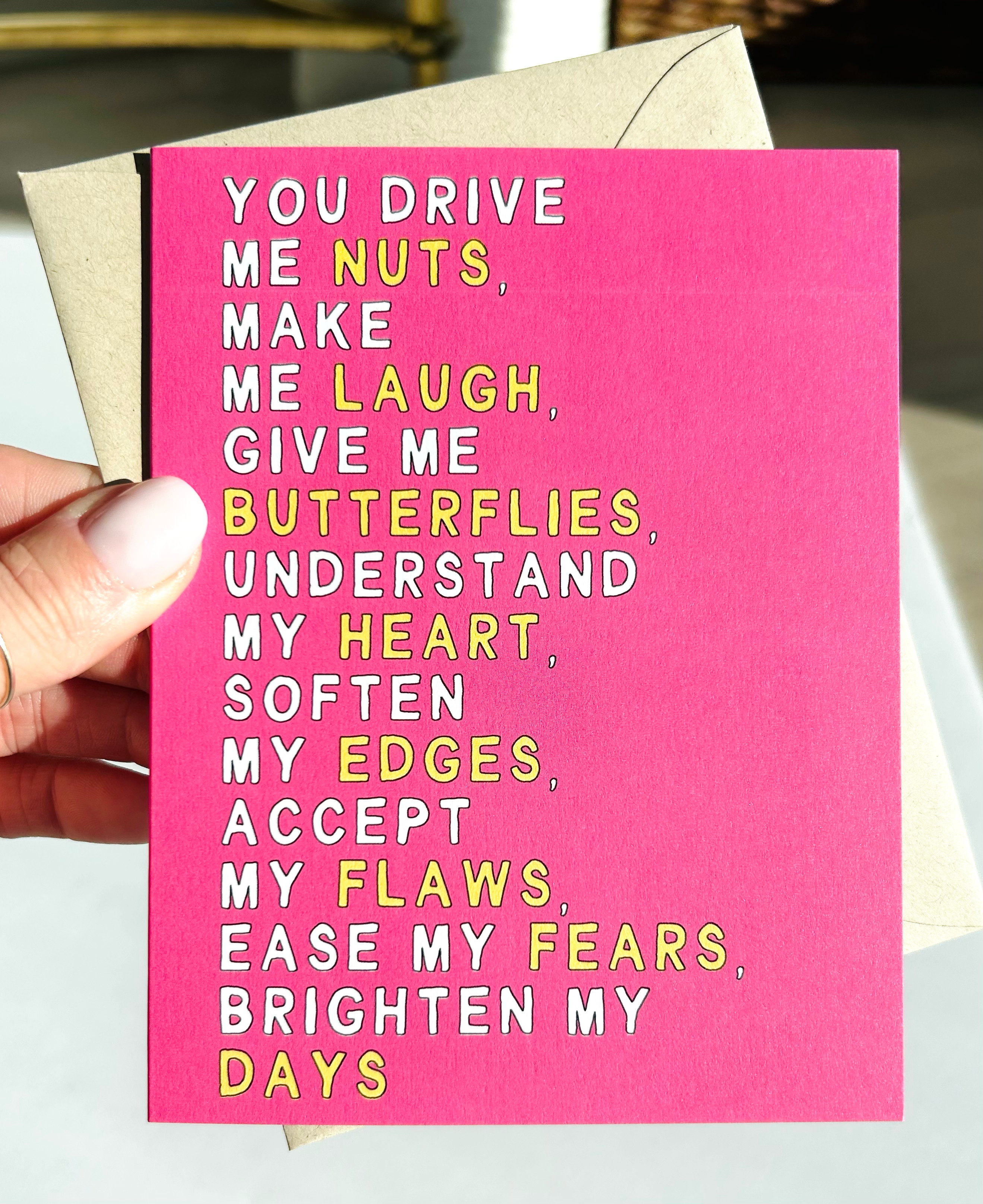 You Drive Me Nuts Make Me Laugh Sweet Valentine's Day Card