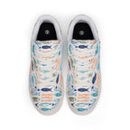 Women's fishy sardines Low-Top lace up Sneakers, Coastal Fish Print Leather Casual Trainers