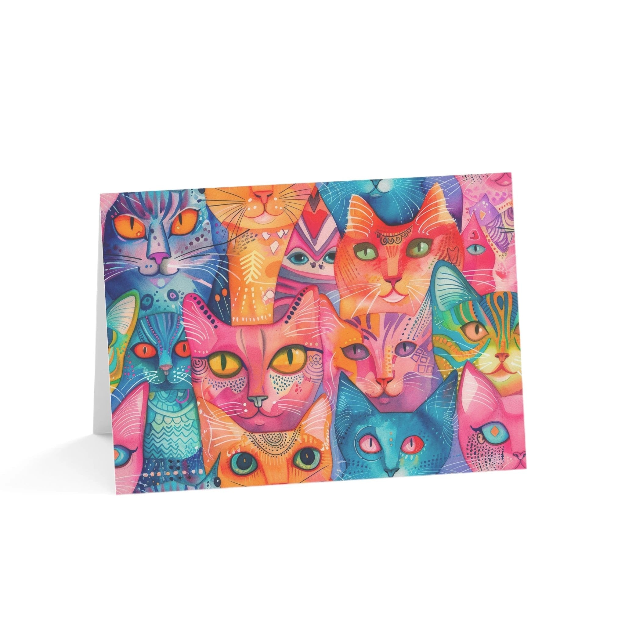 Bespattered Facade Rainbow Cat Party Greeting Cards | Sets of 1, 10, 30, or 50 by Bespattered Facade