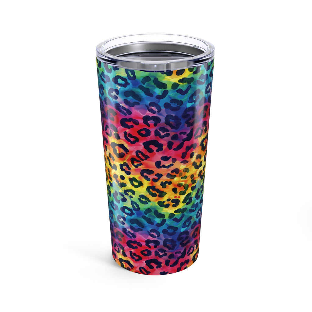 Bespattered Facade Rainbow Watercolor Leopard Tumbler 20oz
