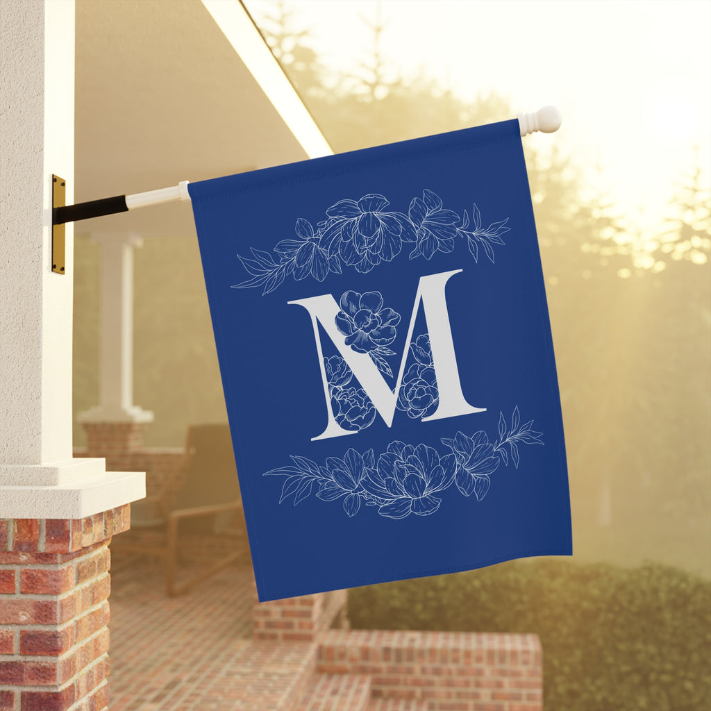 Elegant Personalized initial letter Garden Banner with Floral Design - La Vie Bien - custom garden - Custom letter banner
