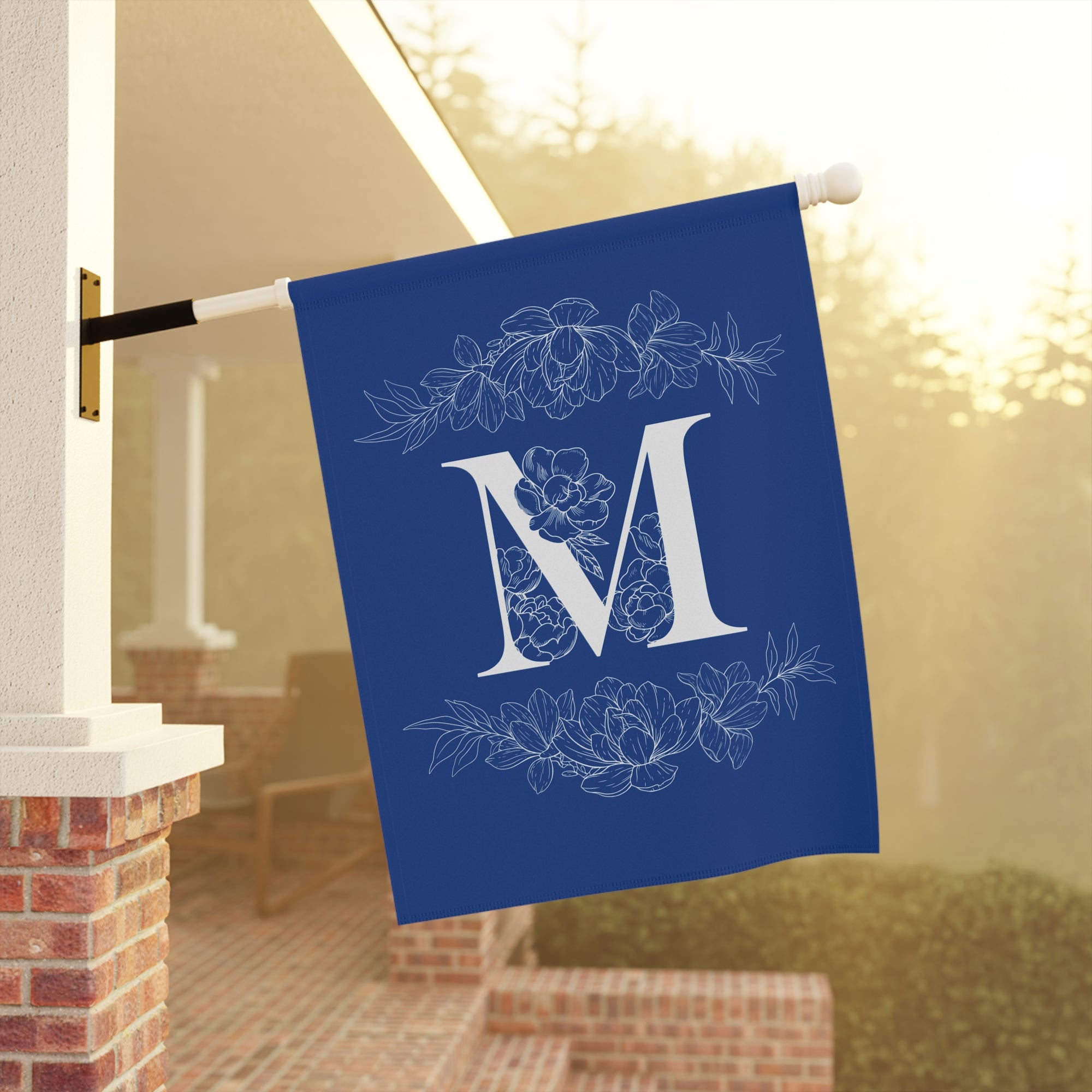 Elegant Personalized initial letter Garden Banner with Floral Design - La Vie Bien - custom garden - Custom letter banner