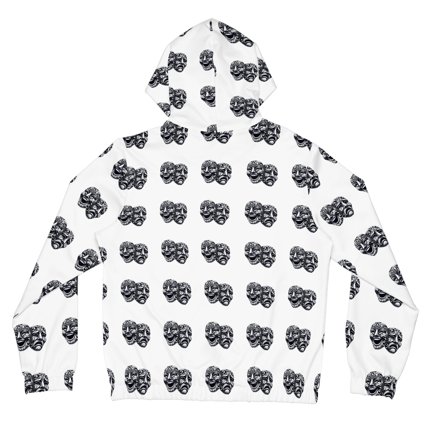 Sweat à capuche entièrement zippé avec motifs de masques de théâtre