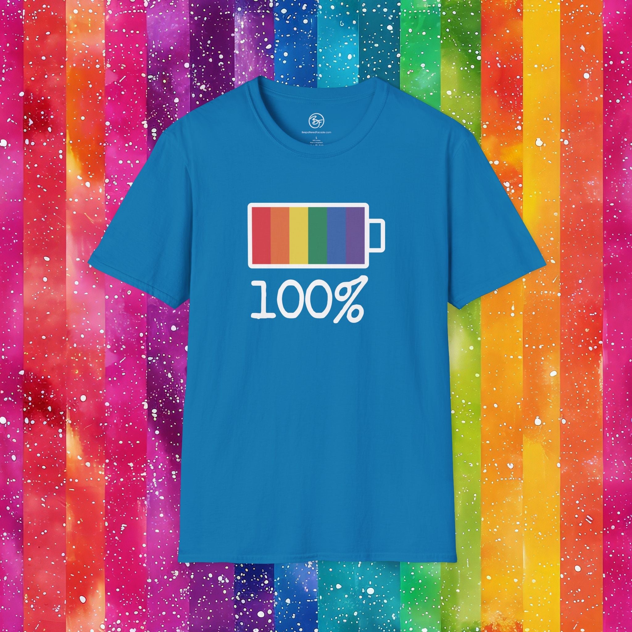 Bespattered Facade Rainbow Battery Unisex Softstyle T-Shirt