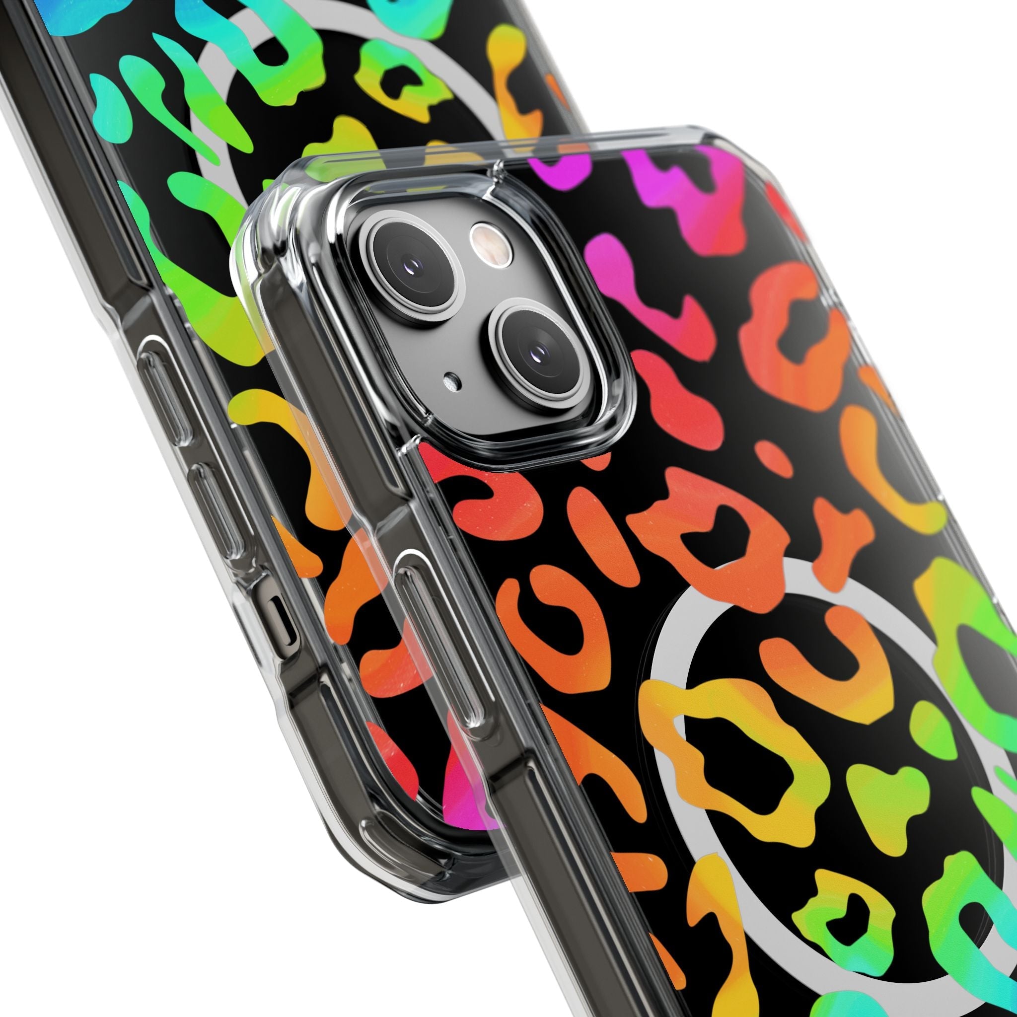 Bespattered Facade Watercolor Rainbow Leopard MagSafe Clear Impact Case