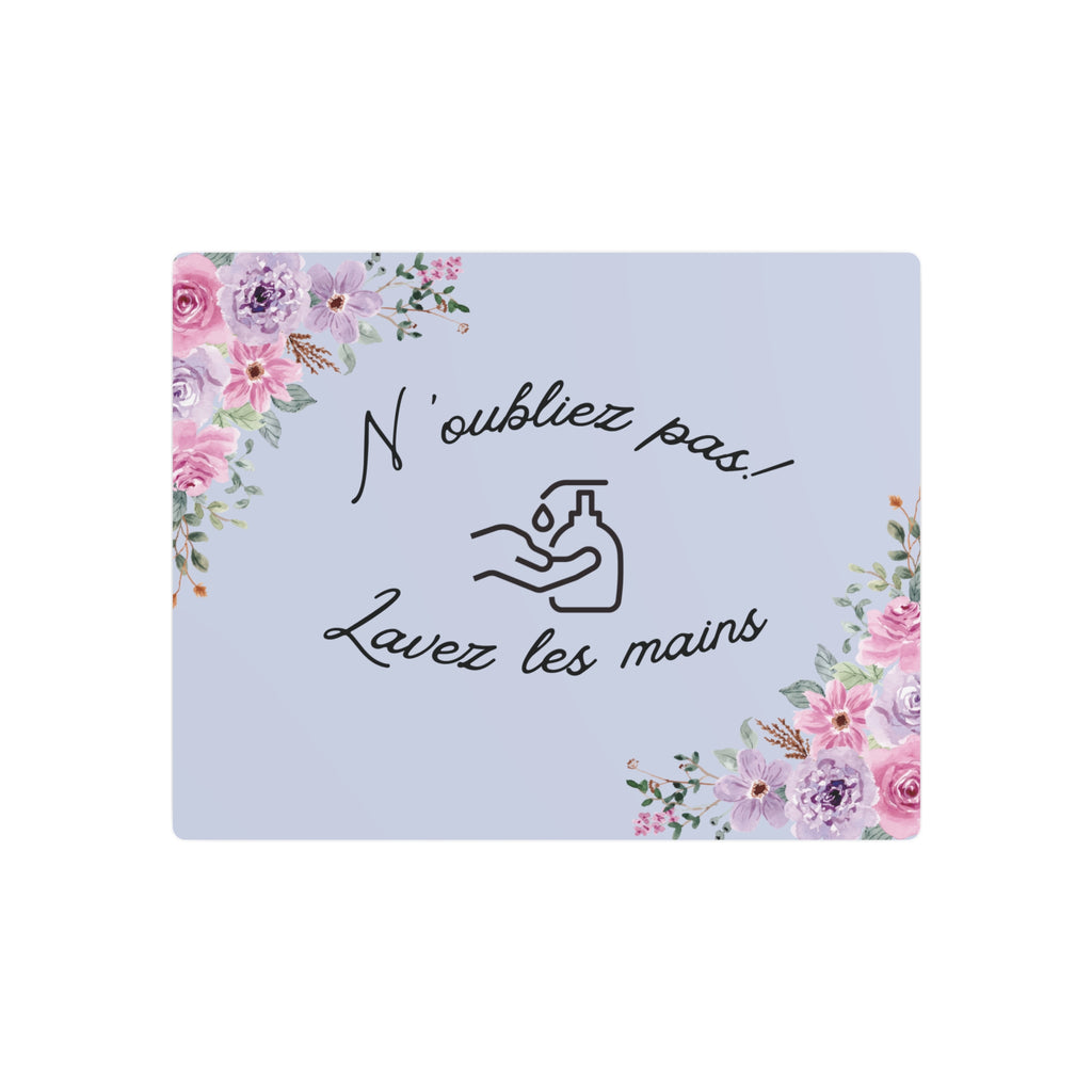 N'oubliez pas lavez les mains metal Floral Bathroom Sign