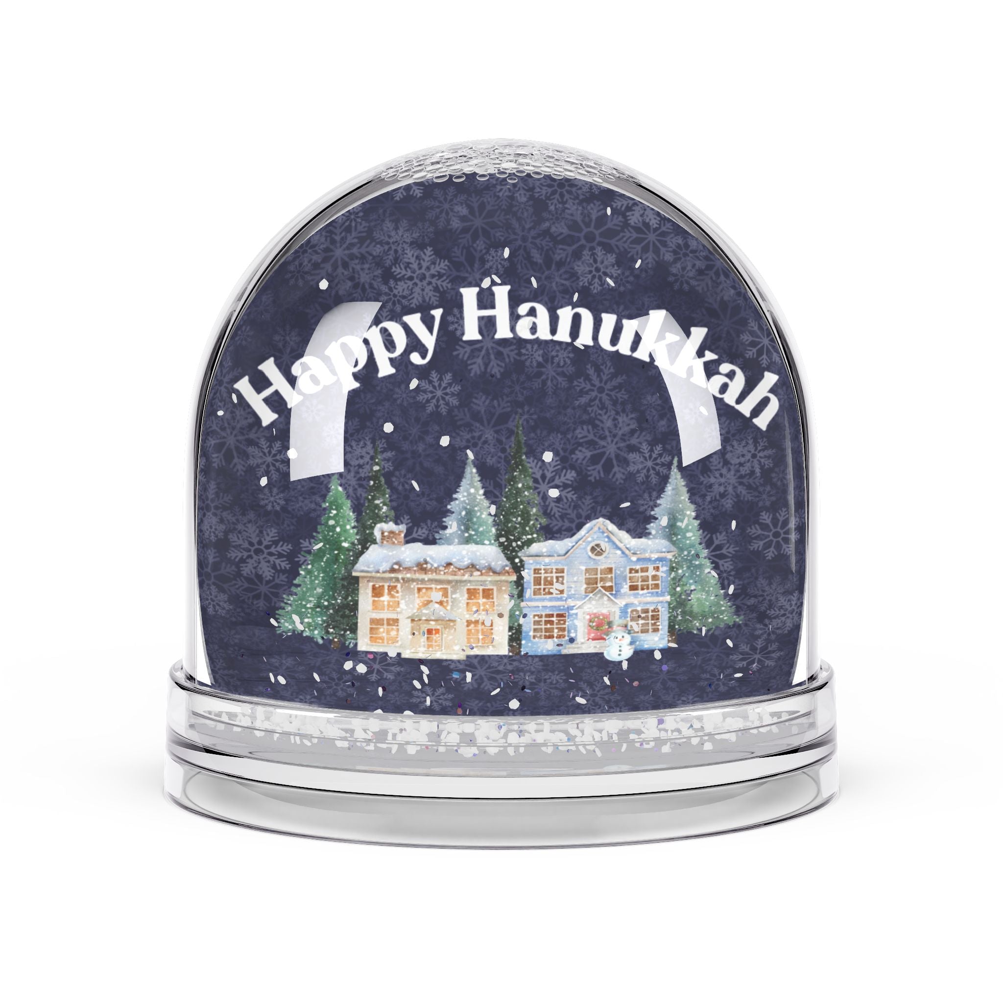 Happy Hanukkah Winter Village Snow Globe Decoration for mantel, Hanukkah globe