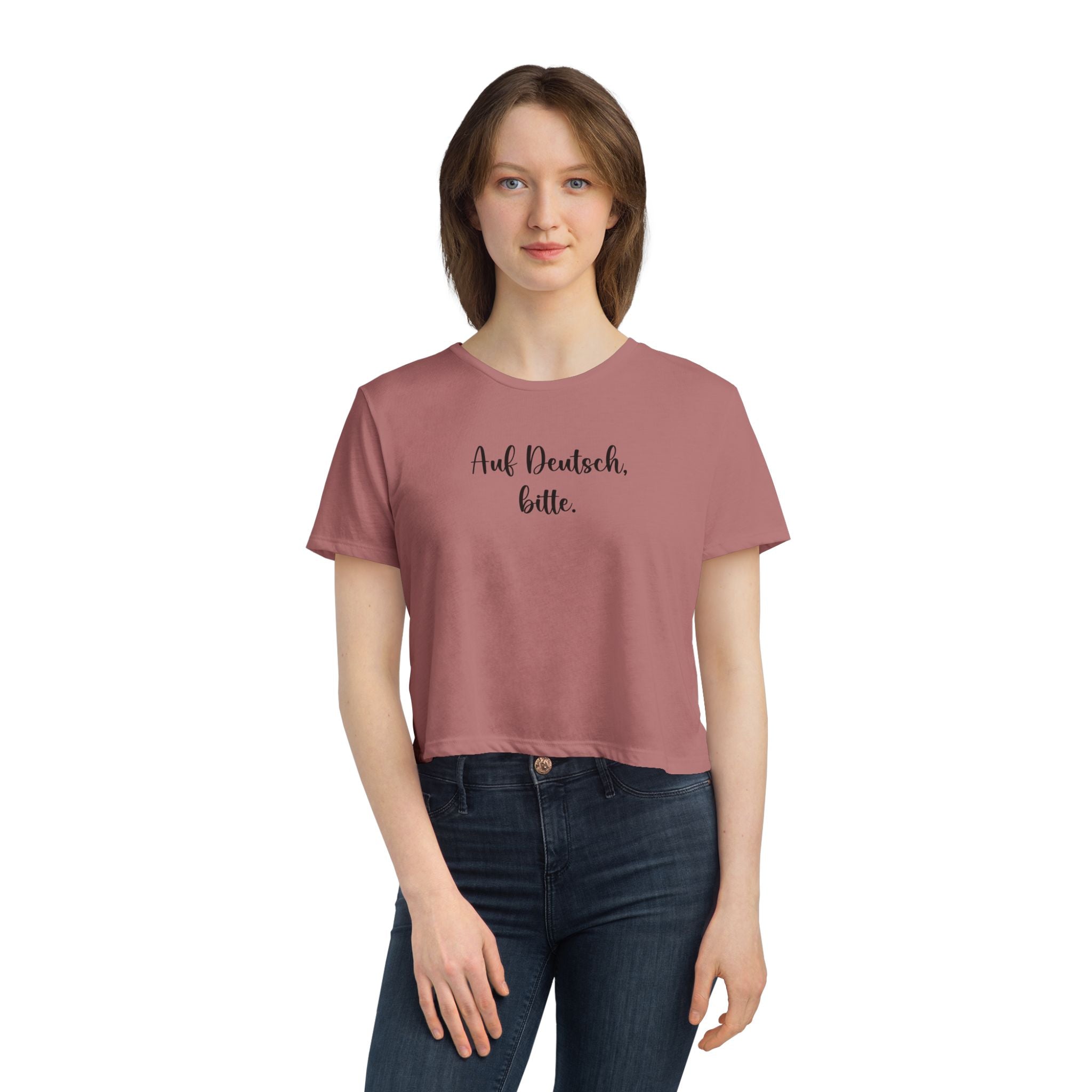 Auf Deutsch, bitte women's flowy cropped Tee