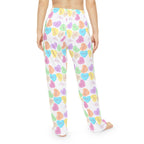 Sassy French Candy Heart Pajama Pants, Pastel Conversation Hearts Print Sleepwear by Printify
