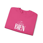 Embroidered Très Bien Sweatshirt -French Phrase Graphic Crewneck by Printify