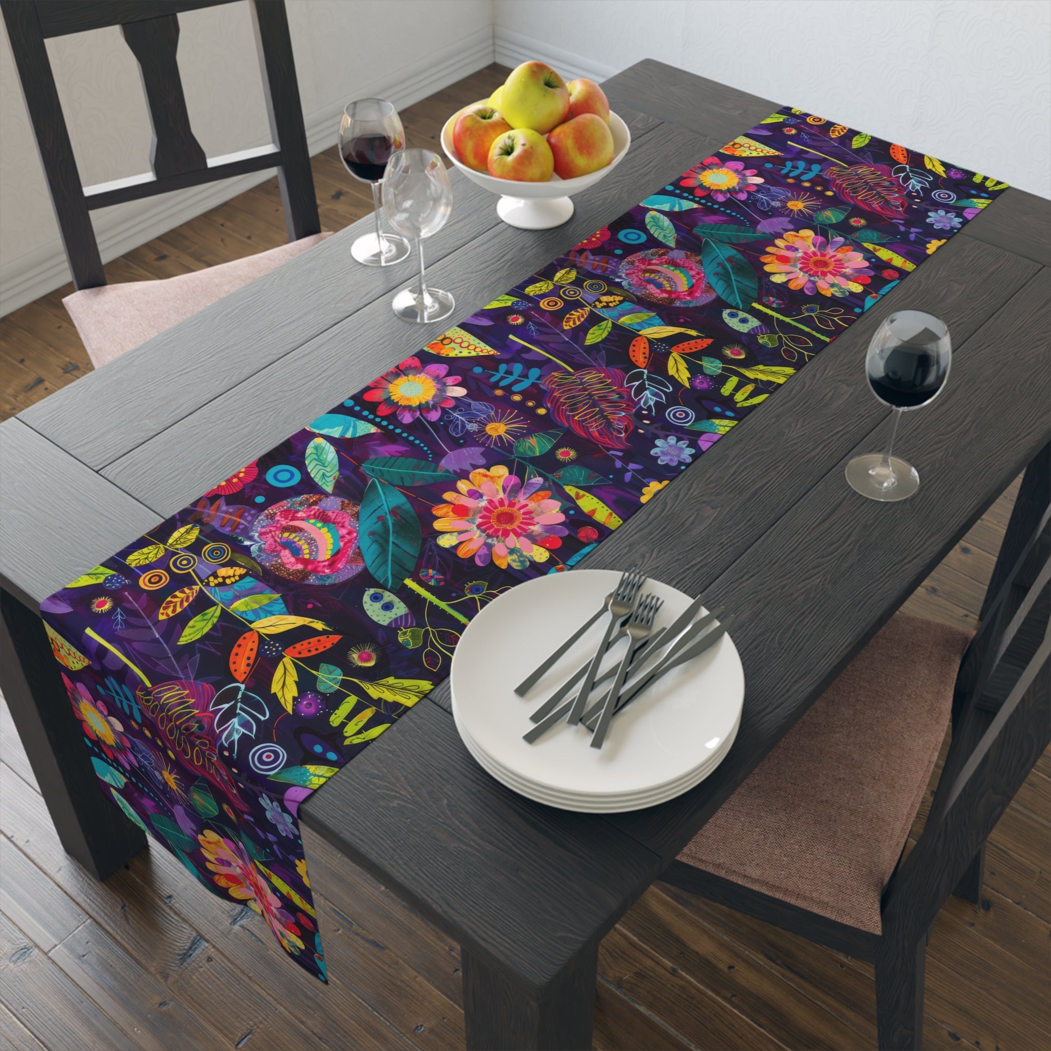 Bespattered Facade Colorful Flowers Table Runner (2 sizes)