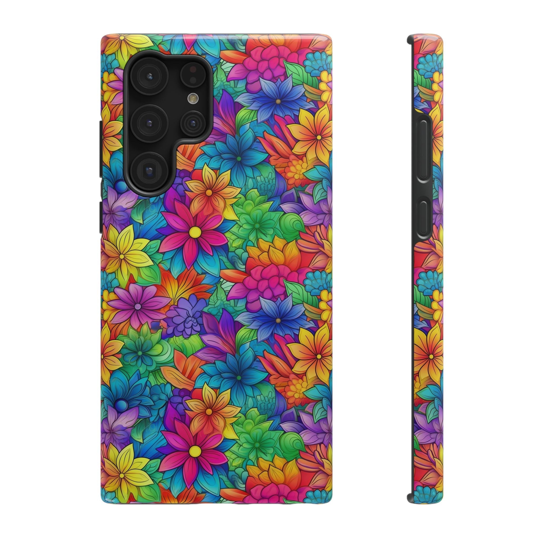Bespattered Facade Bright Rainbow Flowers Impact-Resistant Case