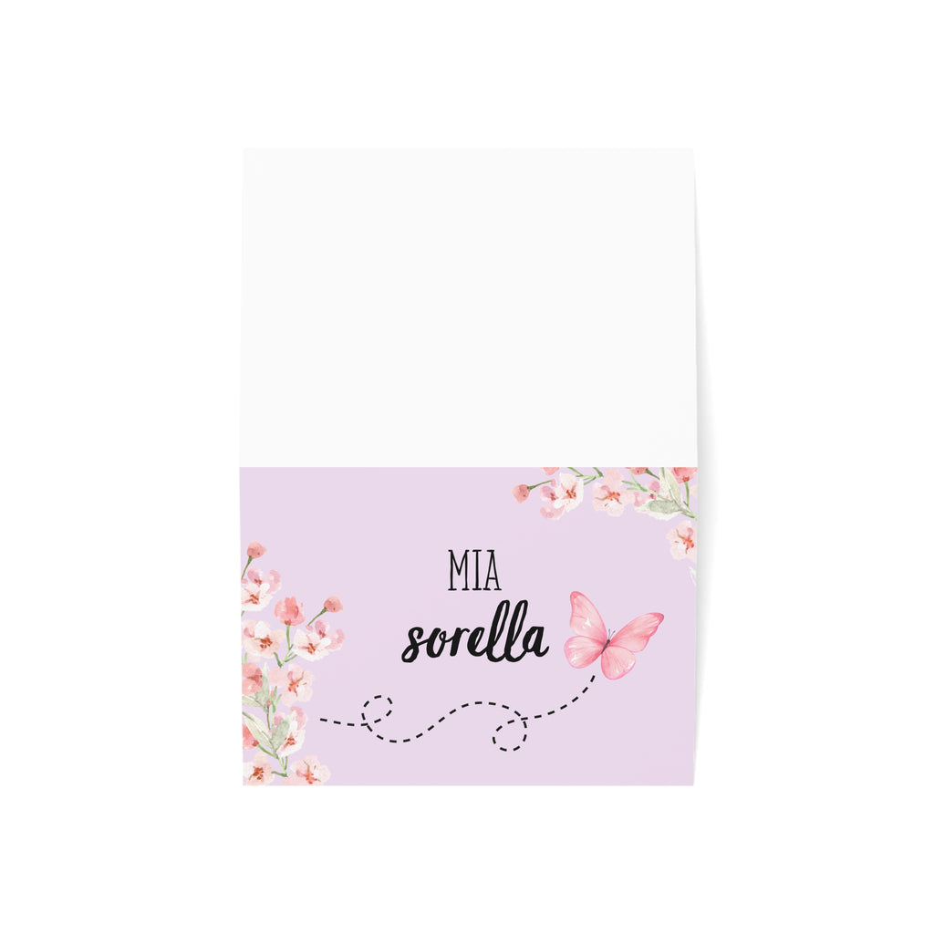 Italian sister Mia Sorella Floral Butterfly Greeting Card