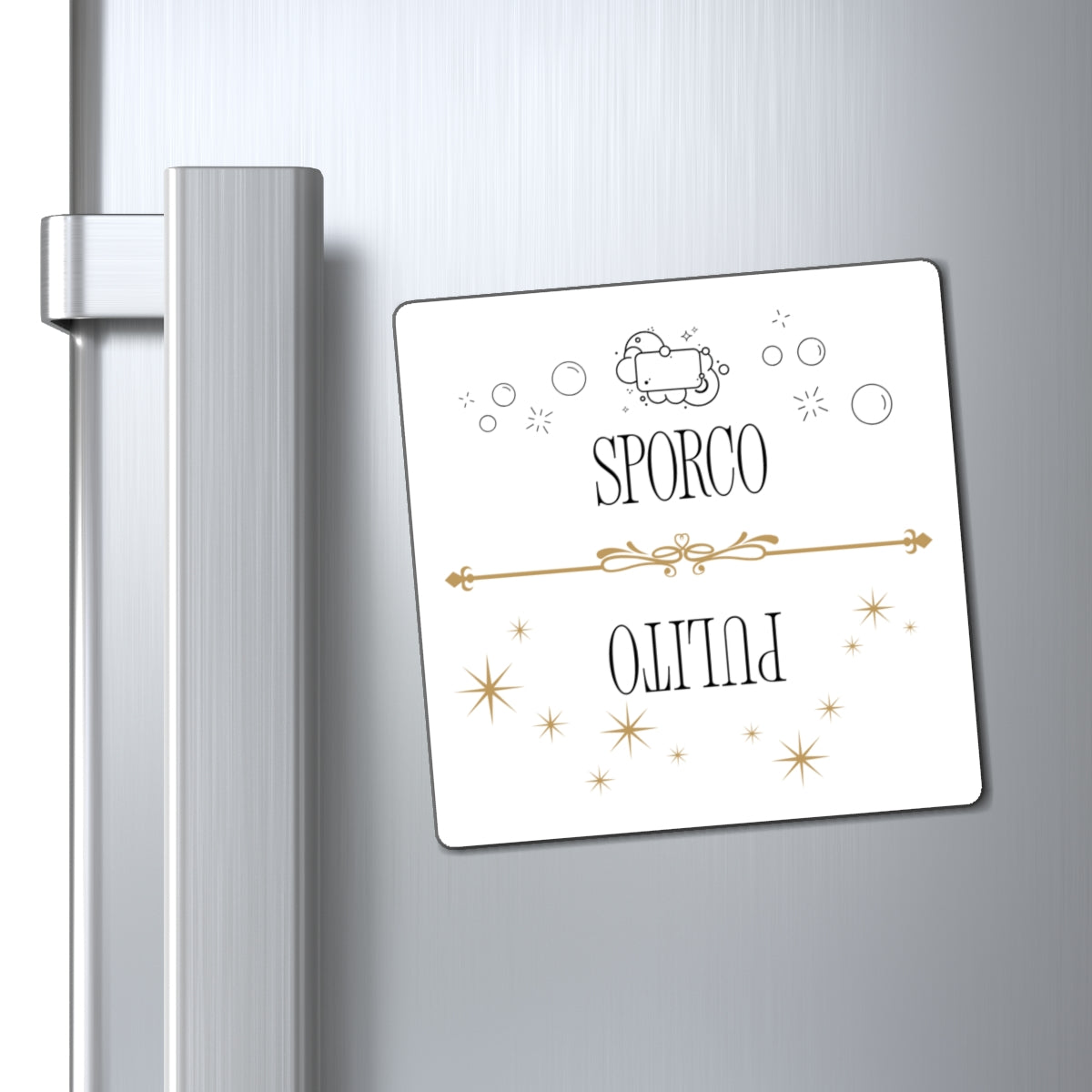 Sporco Pulito Magnet, Italian Dirty Clean Dishwasher Indicator, Reversible Kitchen Magnet