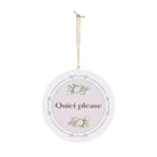 Quiet, please hanging wooden wall sign by Printify
