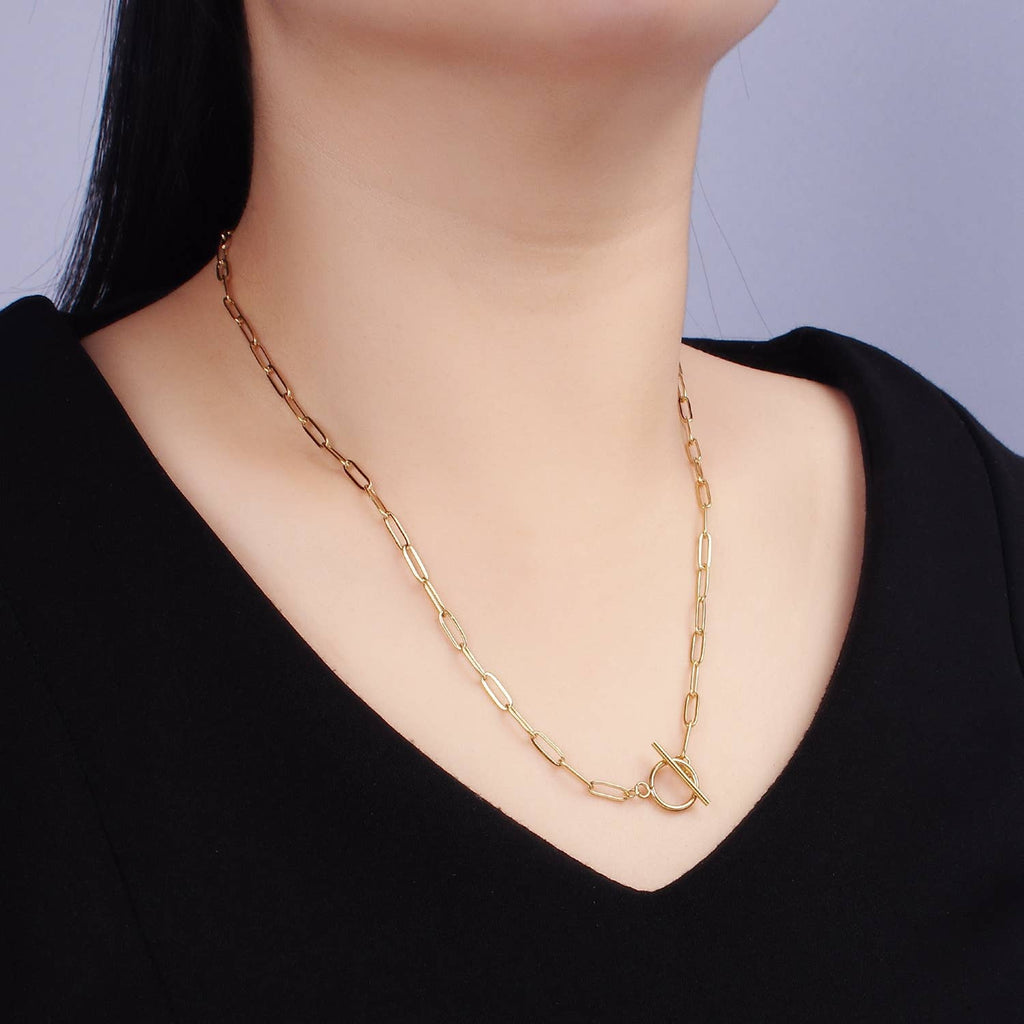 14K Gold Filled Toggle Clasps Paperclip Chain 19" Necklace | Silver or Gold Necklaces La Vie Bien 14K Gold Filled Toggle Clasps Paperclip Chain 19" Necklace | Silver or Gold