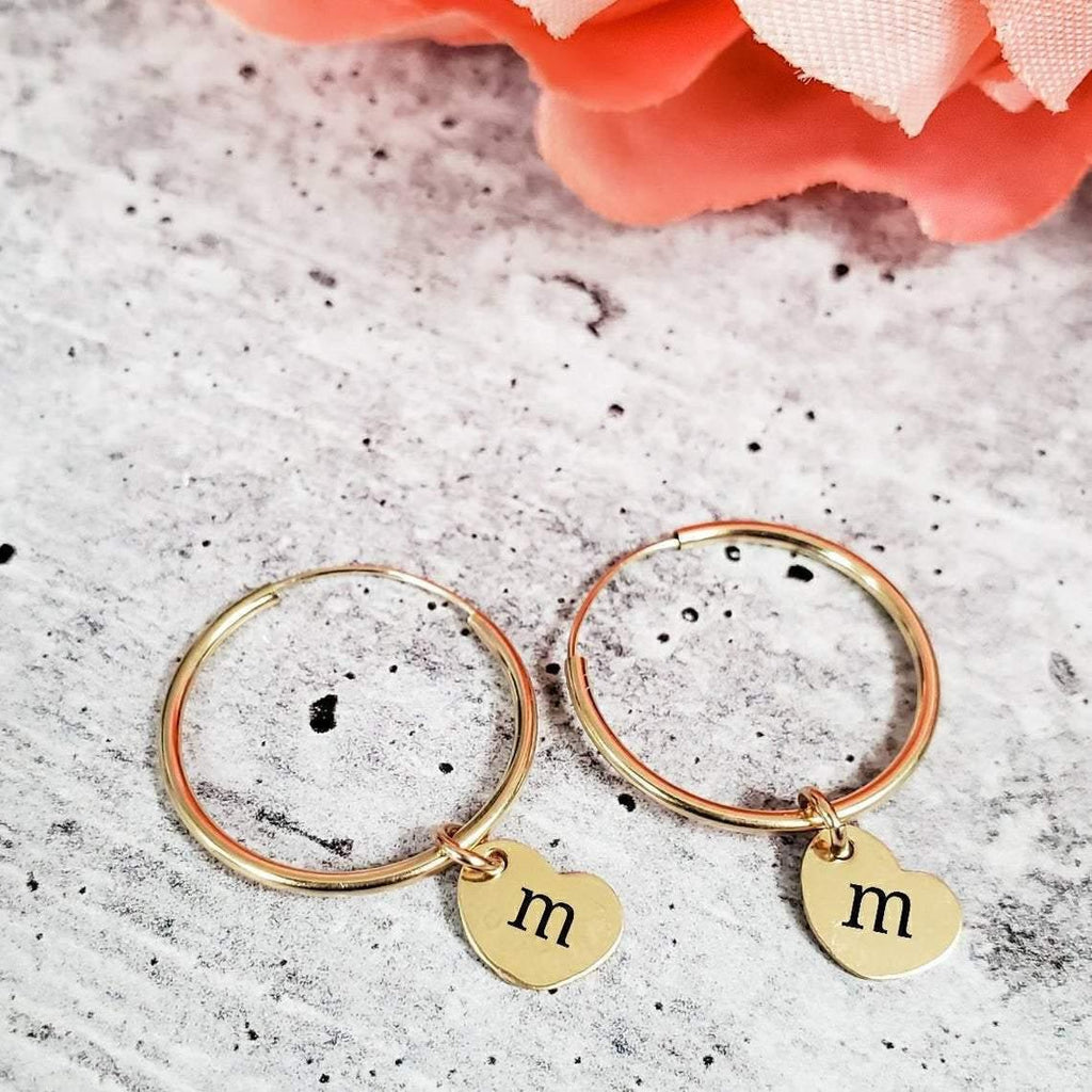 14K Gold Initial Endless Hoop Earrings 14K Gold La Vie Bien 14K Gold Initial Endless Hoop Earrings