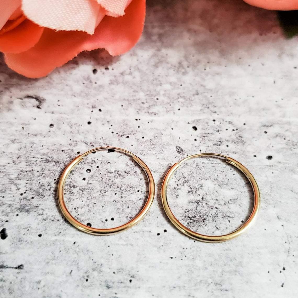14K Gold Initial Endless Hoop Earrings 14K Gold La Vie Bien 14K Gold Initial Endless Hoop Earrings