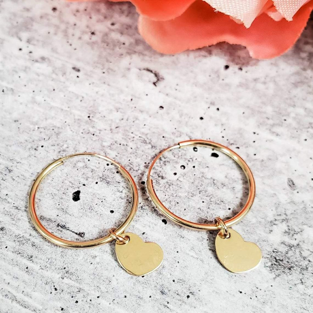 14K Gold Initial Endless Hoop Earrings 14K Gold La Vie Bien 14K Gold Initial Endless Hoop Earrings