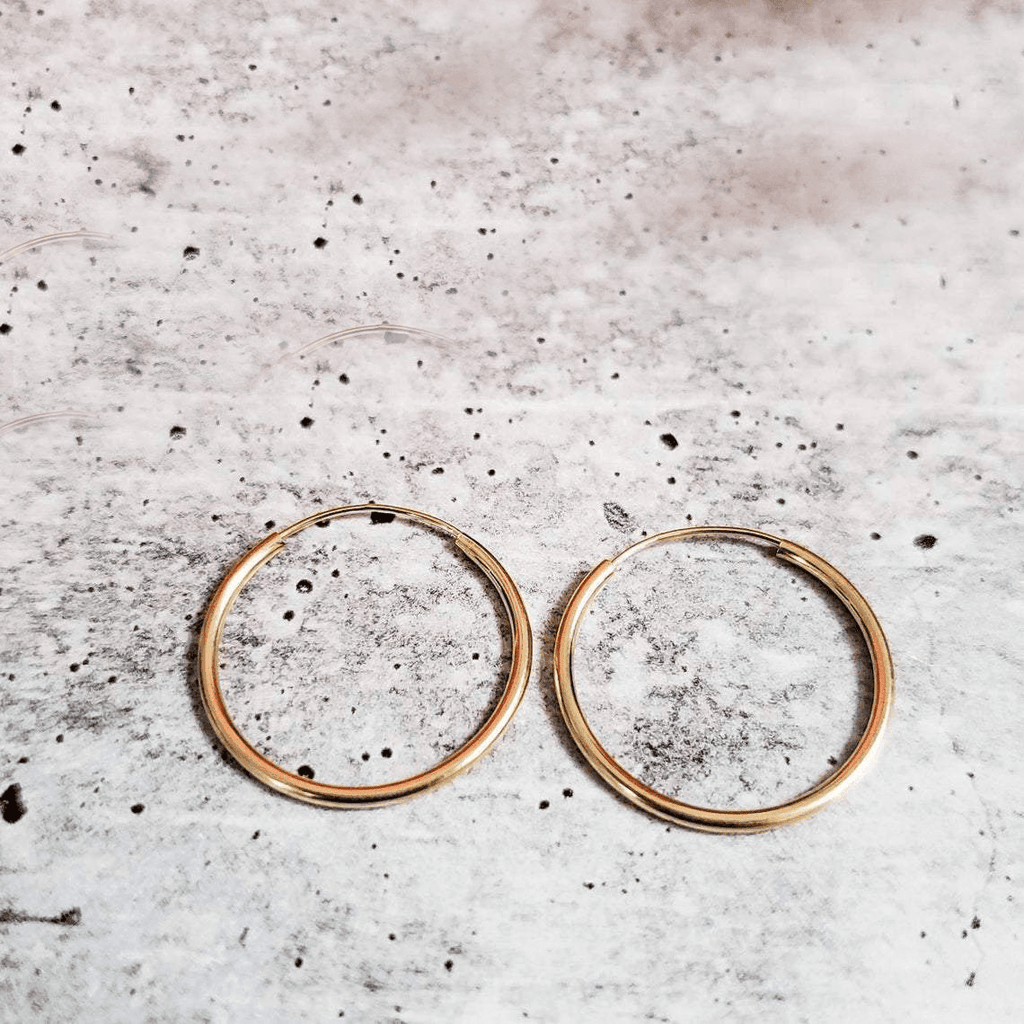 14K Gold Initial Endless Hoop Earrings 14K Gold La Vie Bien 14K Gold Initial Endless Hoop Earrings