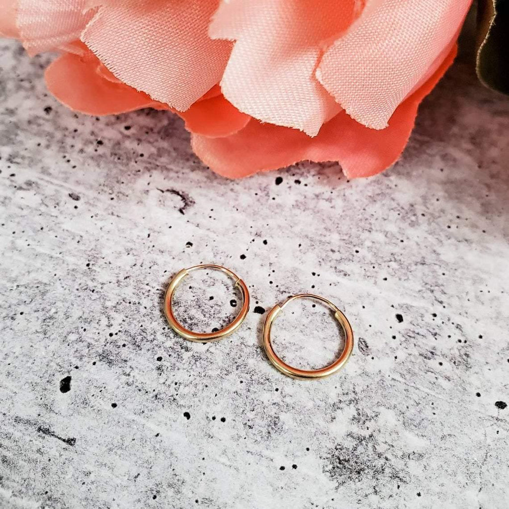 14K Gold Initial Endless Hoop Earrings 14K Gold La Vie Bien 14K Gold Initial Endless Hoop Earrings
