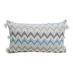Chevron Throw Pillow for Sofa with Braid and Tassels 14"x24"