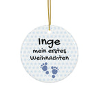 Mein erstes Weihnachten Ceramic Ornament (My first Christmas) - German by Printify