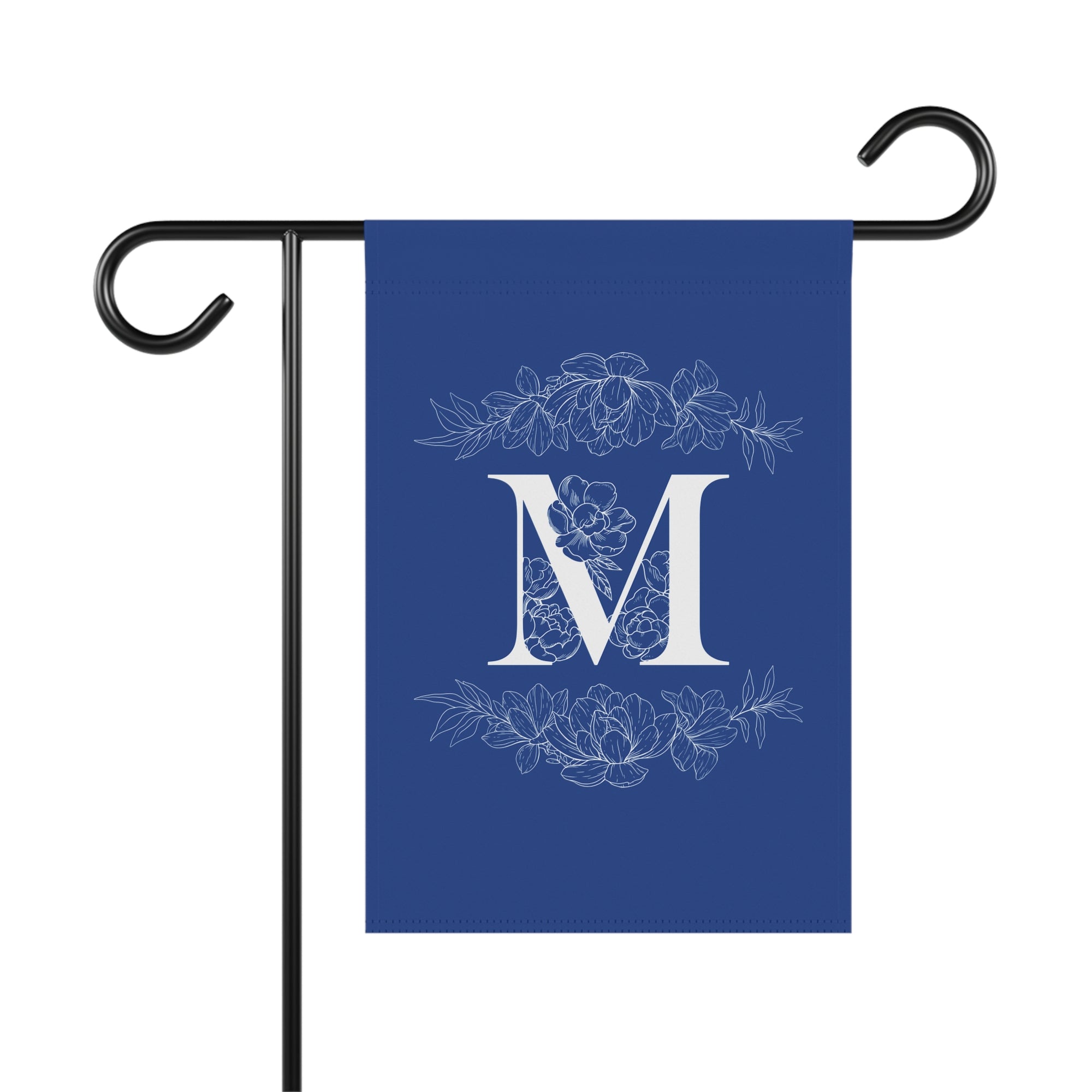 Elegant Personalized initial letter Garden Banner with Floral Design - La Vie Bien - custom garden - Custom letter banner
