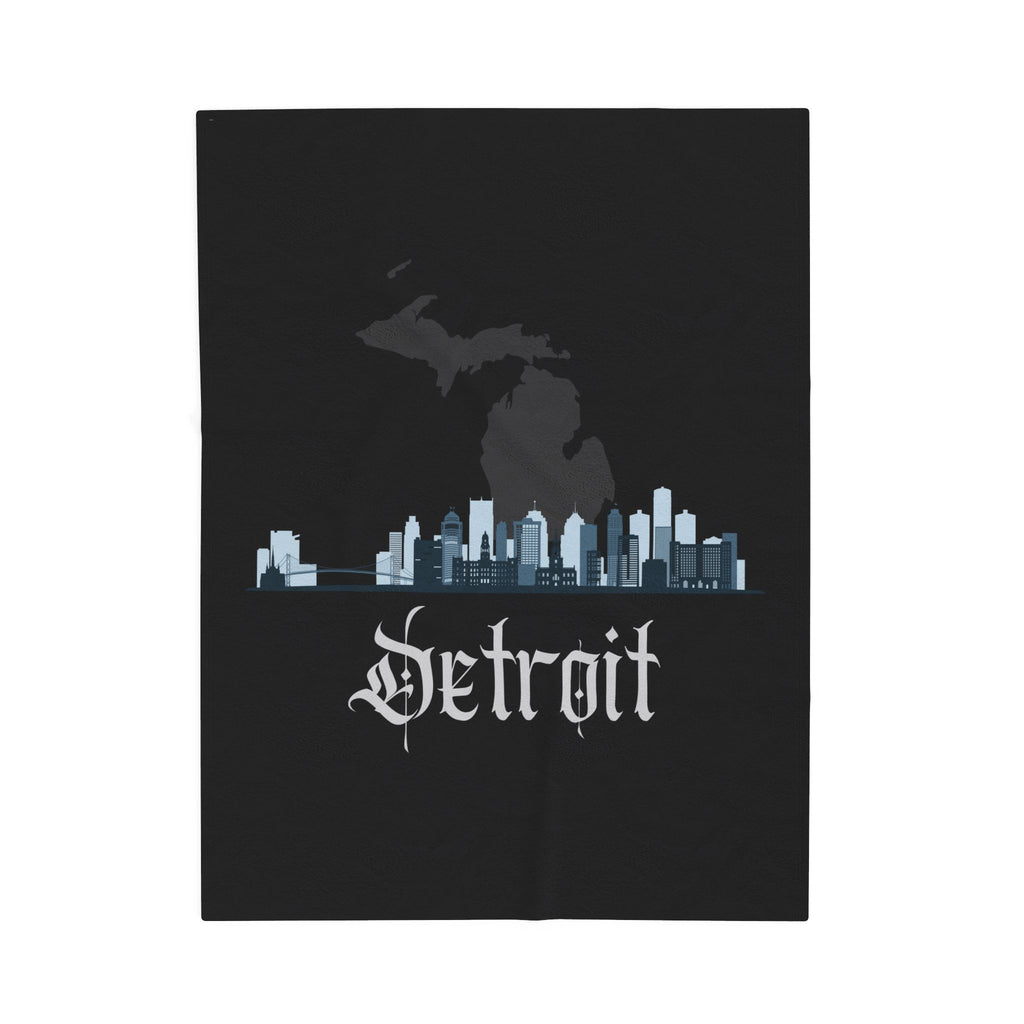 Detroit Michigan City Skyline Black Plush blanket