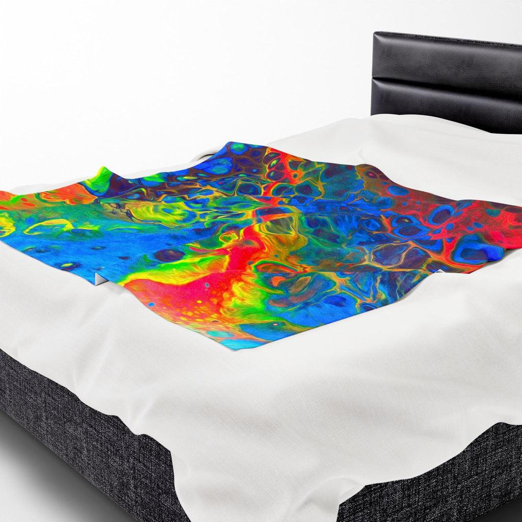 Bespattered Facade Rainbow Velveteen Plush Blanket | 3 Sizes