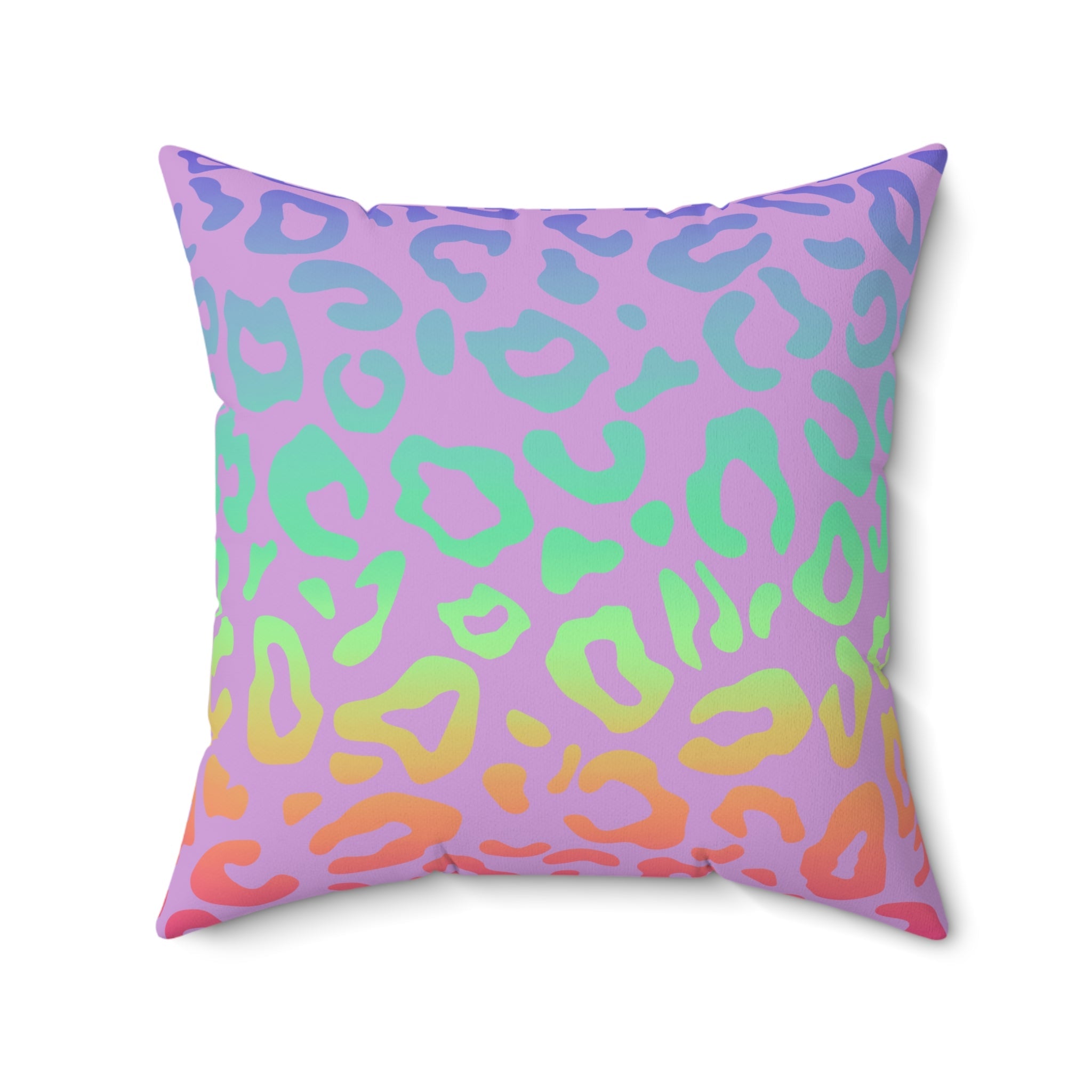 Bespattered Facade Vibrant Leopard Print Faux Suede Square Throw Pillow | 4 Sizes