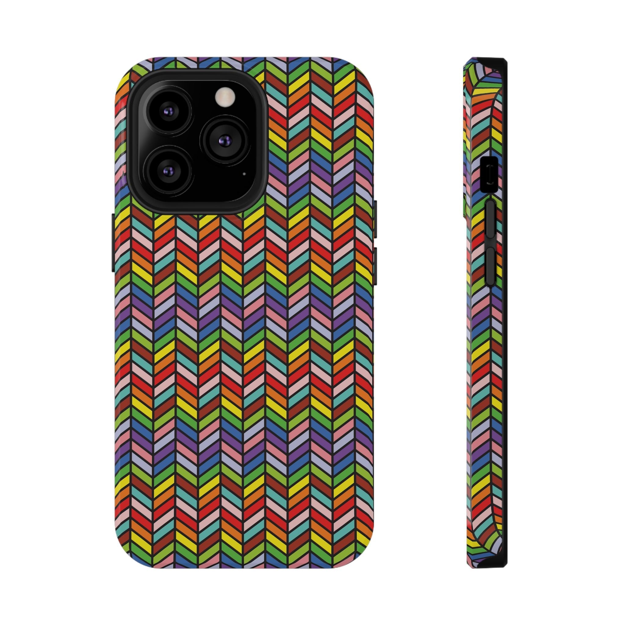 Bespattered Facade Rainbow Chevron Tiles Impact-Resistant Case