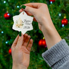 Joyeux Noël 2026 Candle and Floral Ceramic Ornament