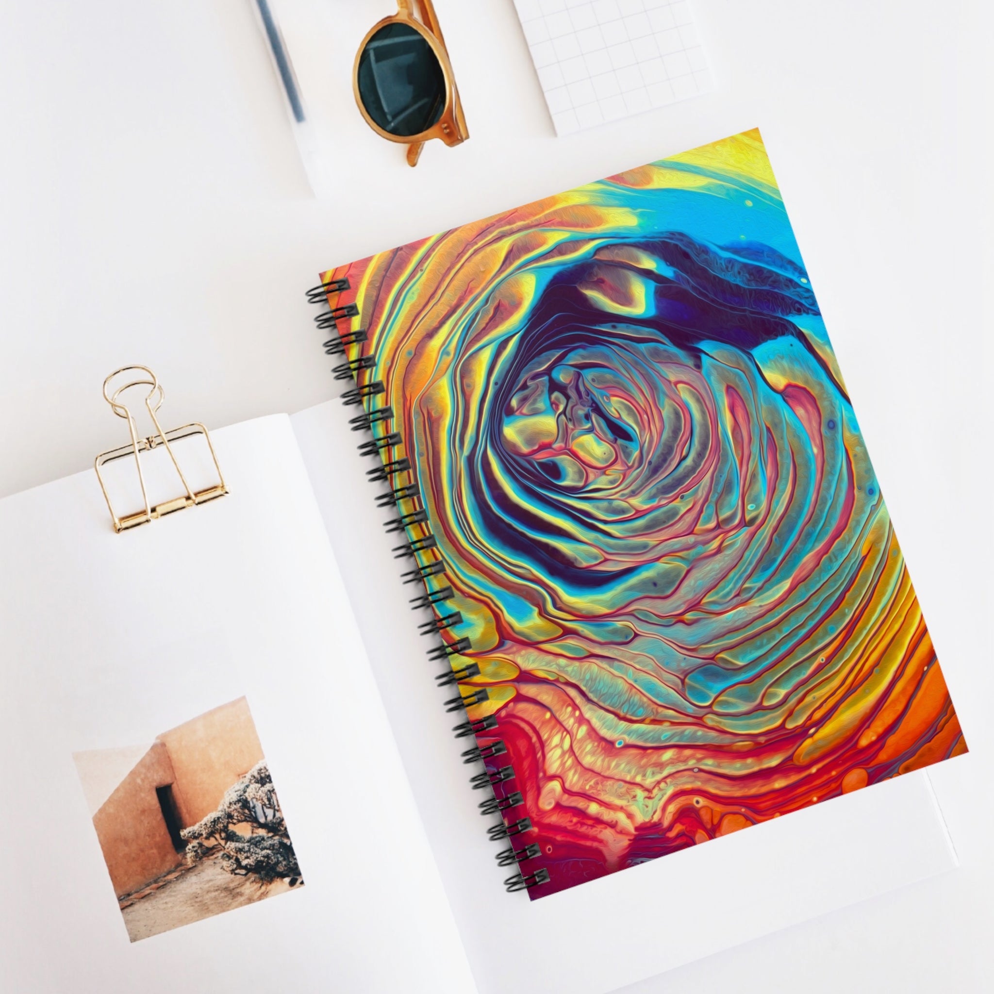 Bespattered Facade Rainbow Rings Spiral Notebook - Lined Pages