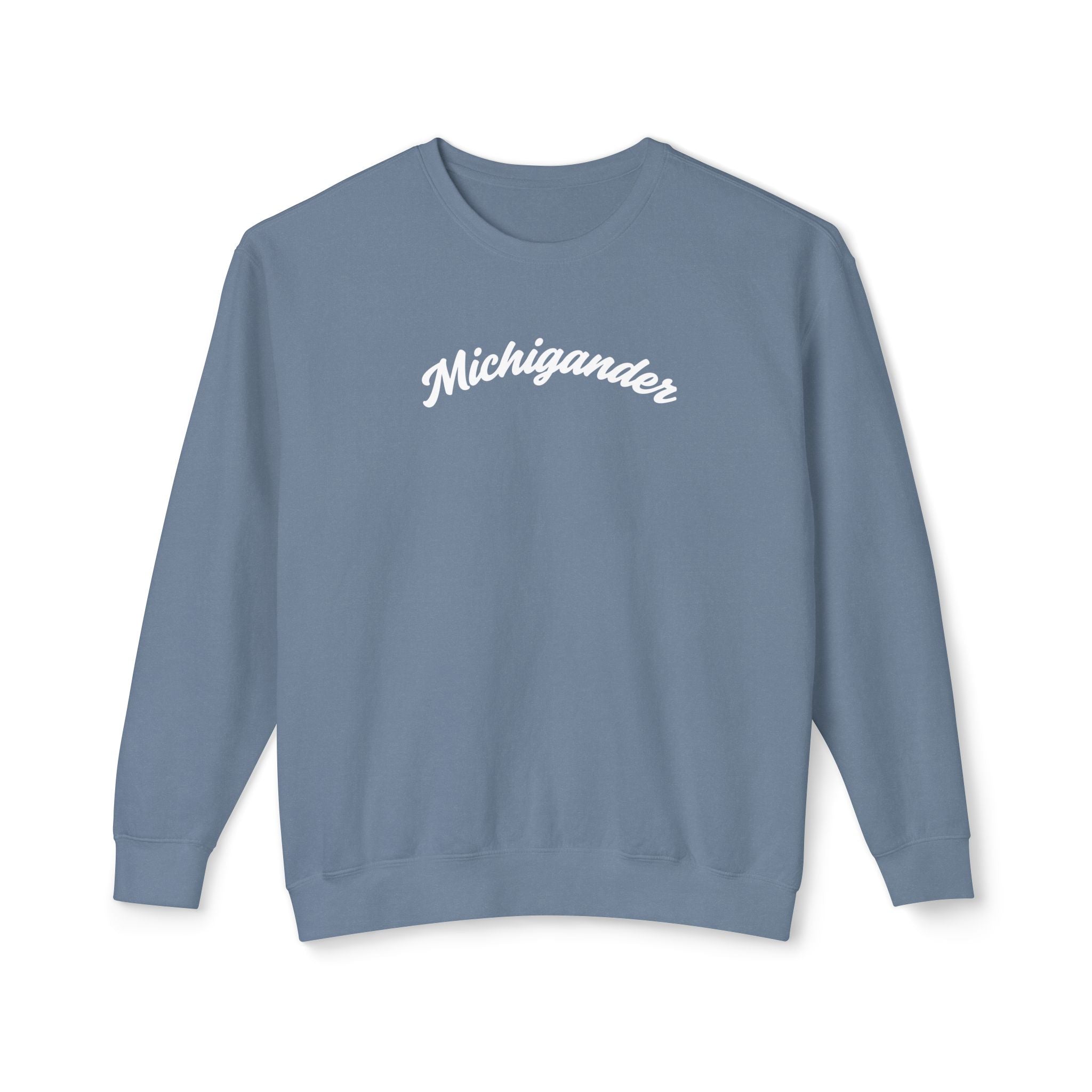 Michigander Sweatshirt, minimalist Michigan Script Crewneck