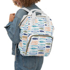 Fishy Sardines Diaper Backpack, Multifunctional Baby Bag with Insulated Bottle Pockets