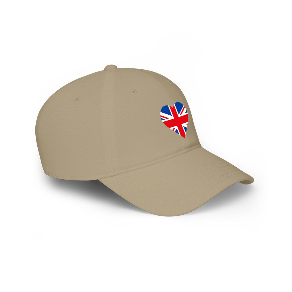 Union Jack United Kingdom flag Heart Cap, Low Profile Baseball Hat