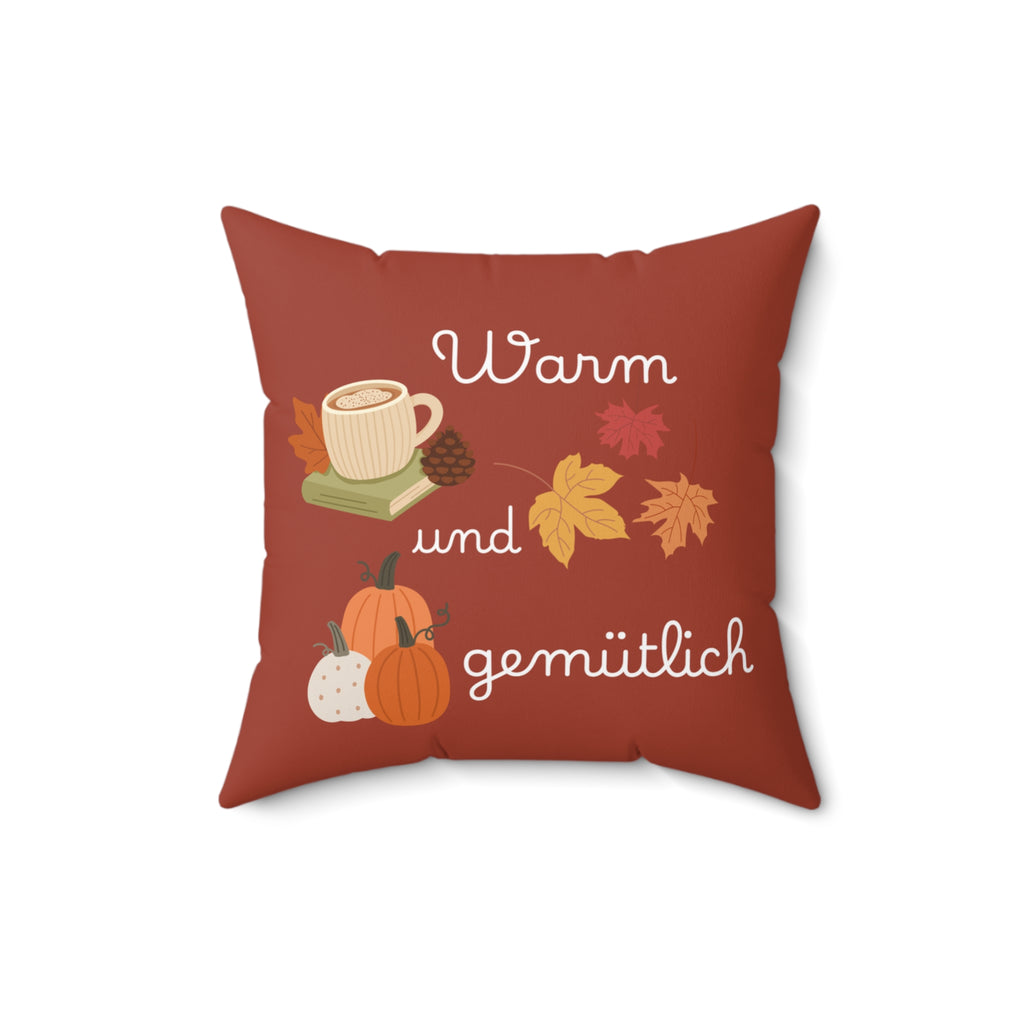 German Warm und gemütlich Autumn Cozy Pillow, Fall Decor Throw Pillow