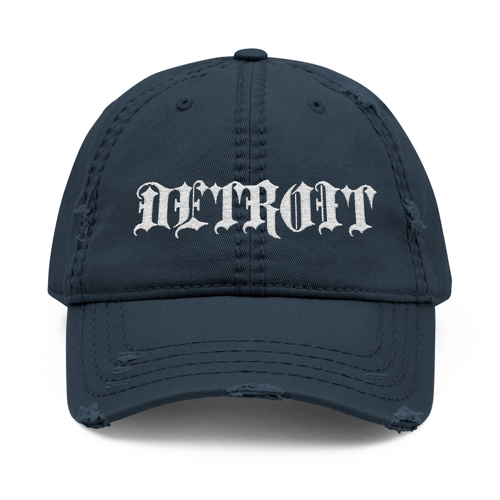 Embroidered Distressed Detroit Hat