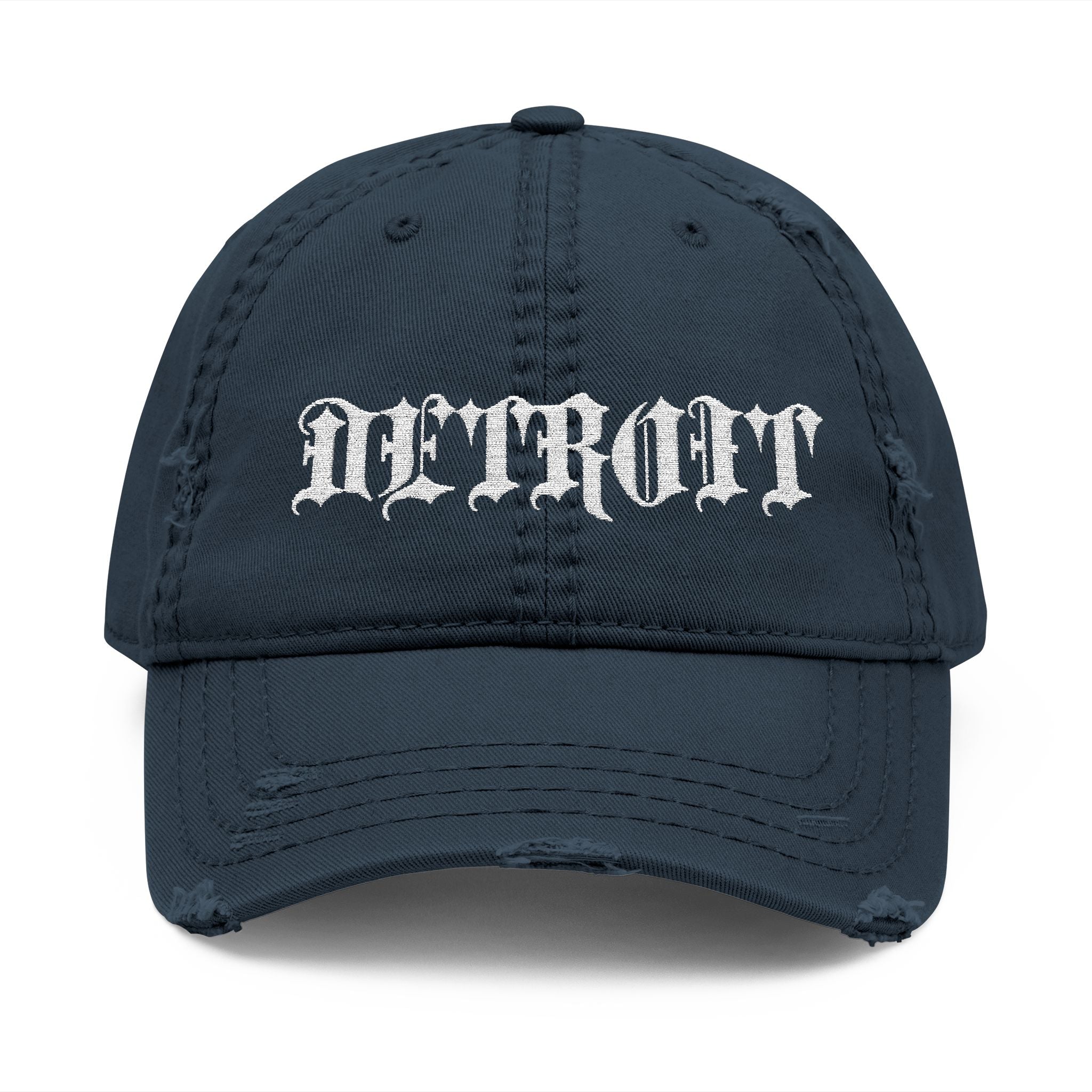 Embroidered Distressed Detroit Hat