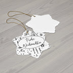 Frohe Weihnachten Ceramic Ornament, German "Merry Christmas" by Printify