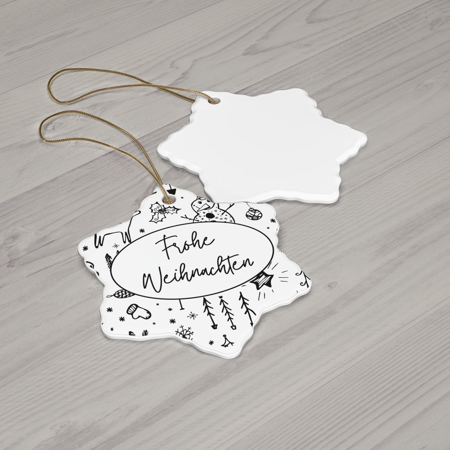Frohe Weihnachten Ceramic Ornament, German "Merry Christmas"