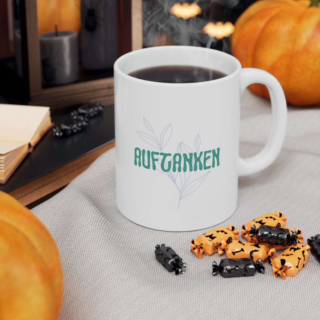 Auftanken German "Refueling" Mental Health Mug, Ceramic Coffee Cup geschenk