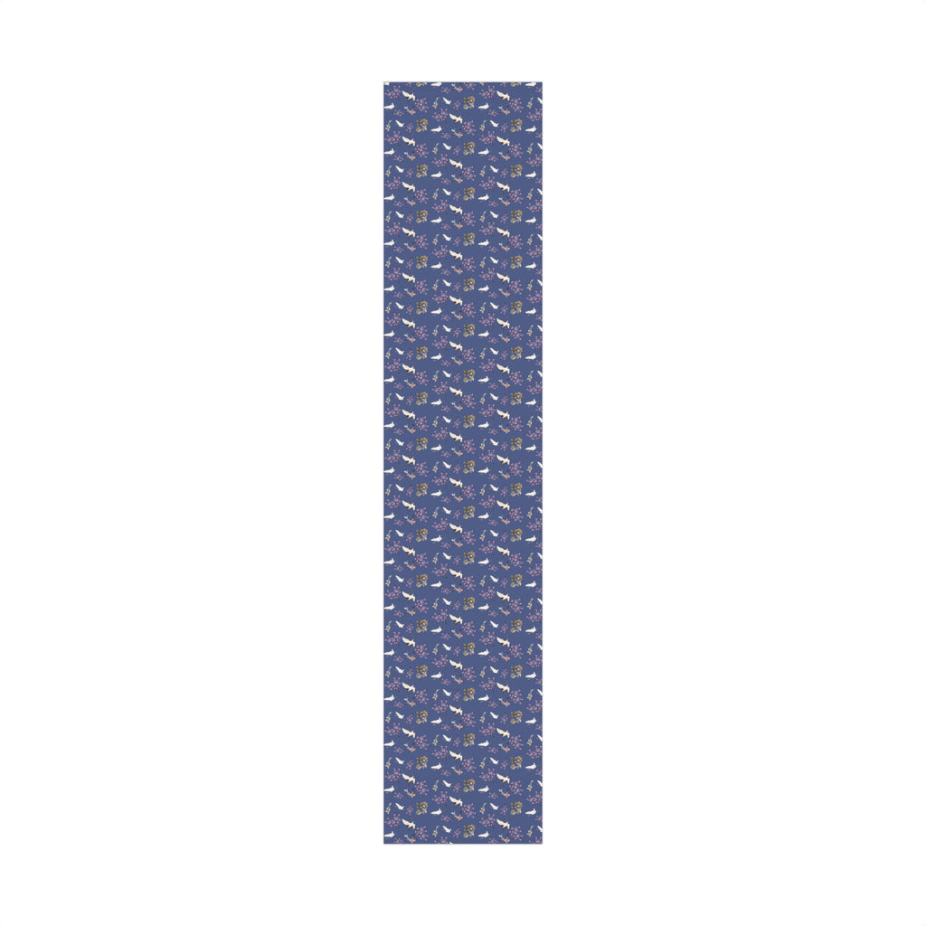 Elegant Koi Fish Cherry Blossom Gift Wrap, indigo Blue Wrapping Paper, Crane Pattern